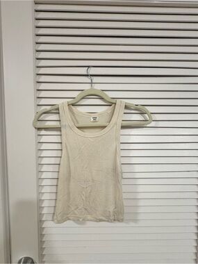 Cream Ribbed Tank Top - Women